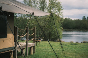 Safari hut view out to lake