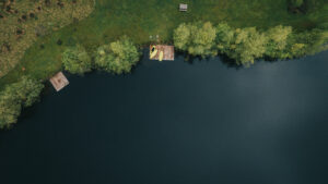 Birds eye view of the lake